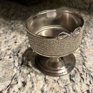 Bath and Body Works 3 Wick Candle Holder Glitter  Bow  Sparkle Pedestal